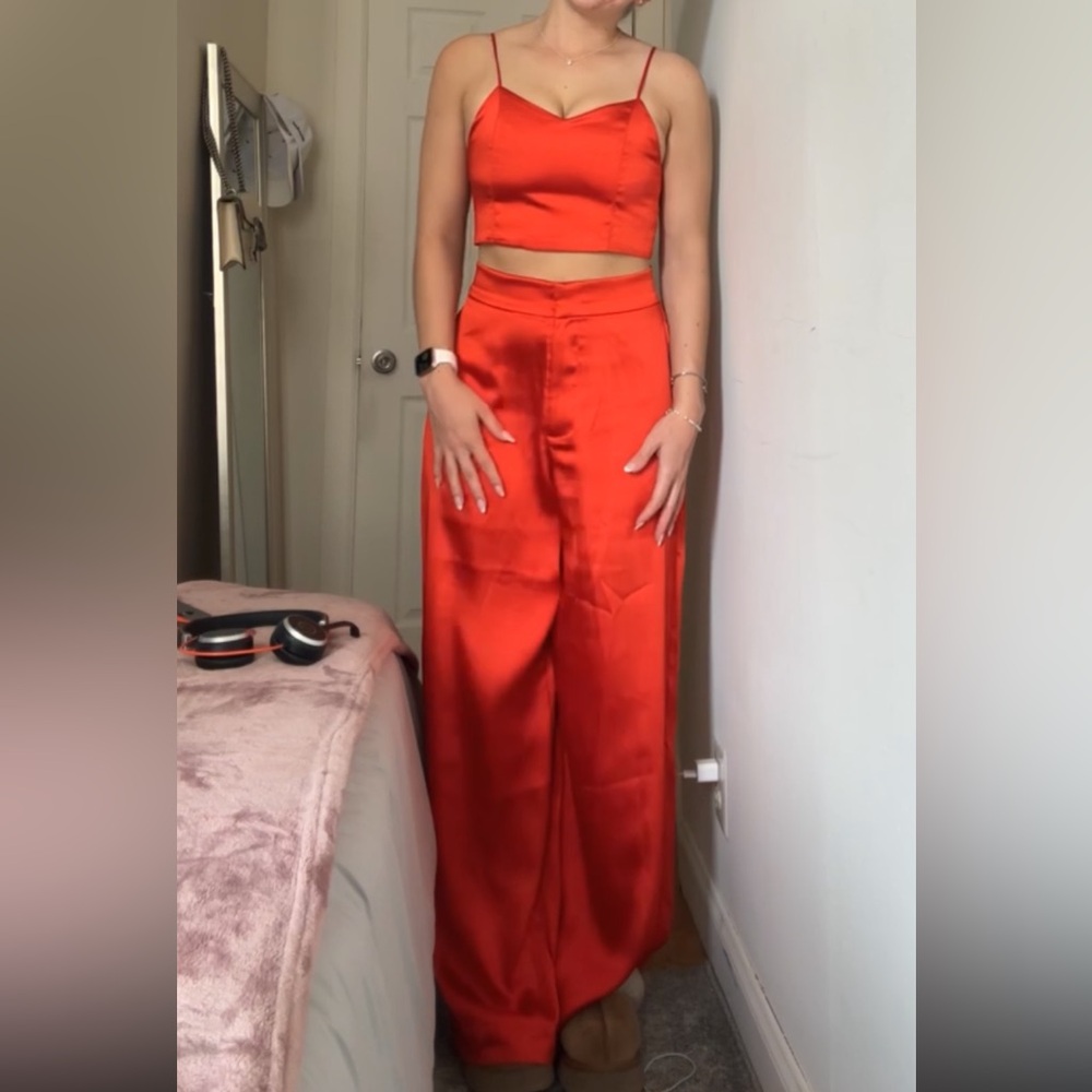 House of Harlow Red Satin Set